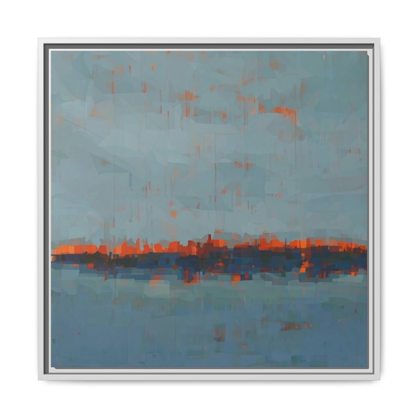 Framed Canvas Art — Teal & Orange Abstract Seascape