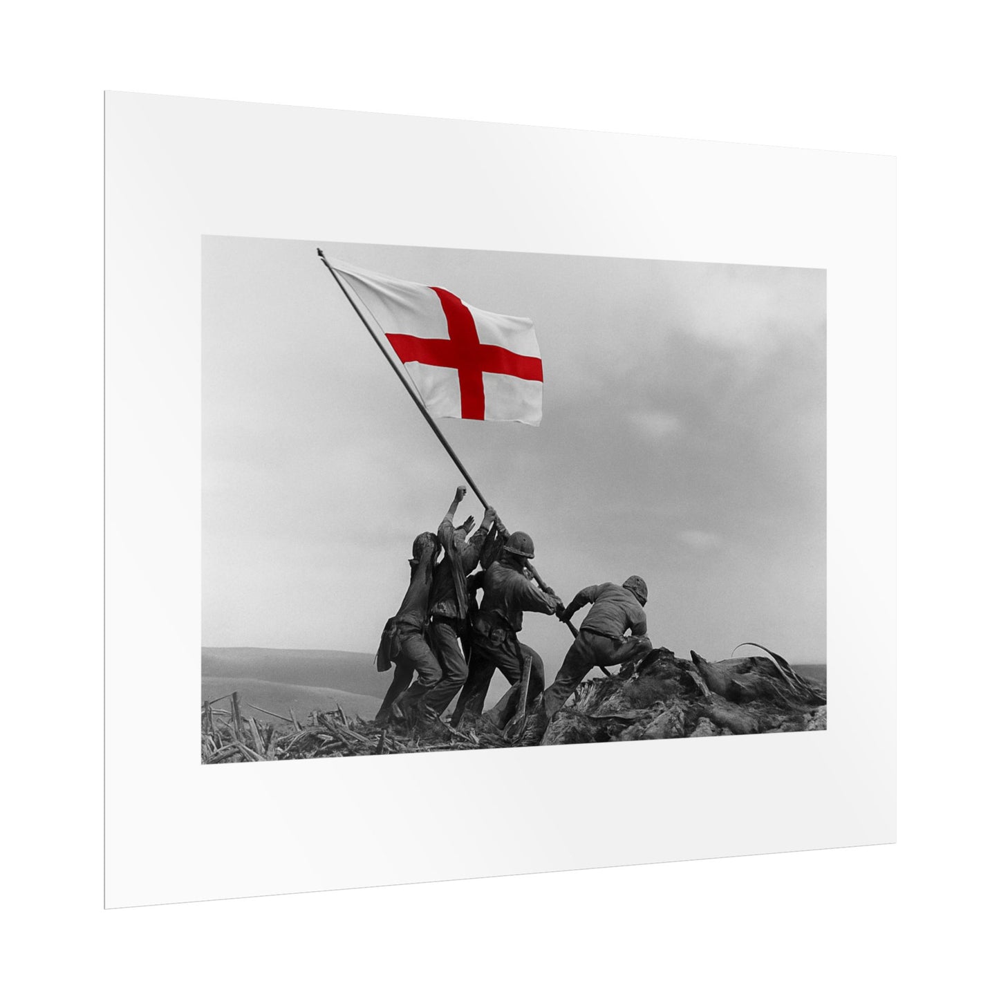 Raising the St George  by Unknown attributed to Joe Rosenthal Wall Art Print