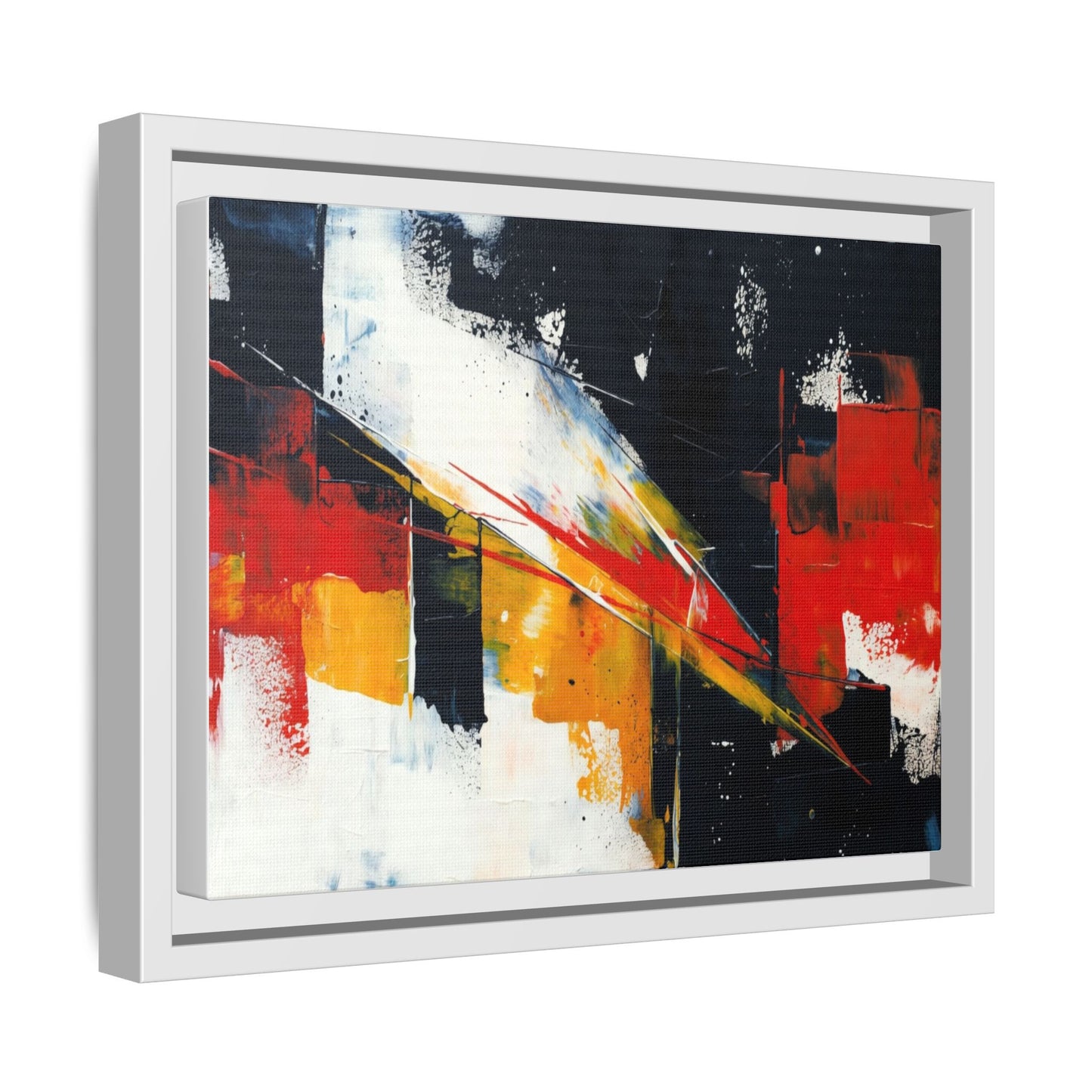 Abstract Red & Black Framed Canvas Print — Modern Geometric Wall Art