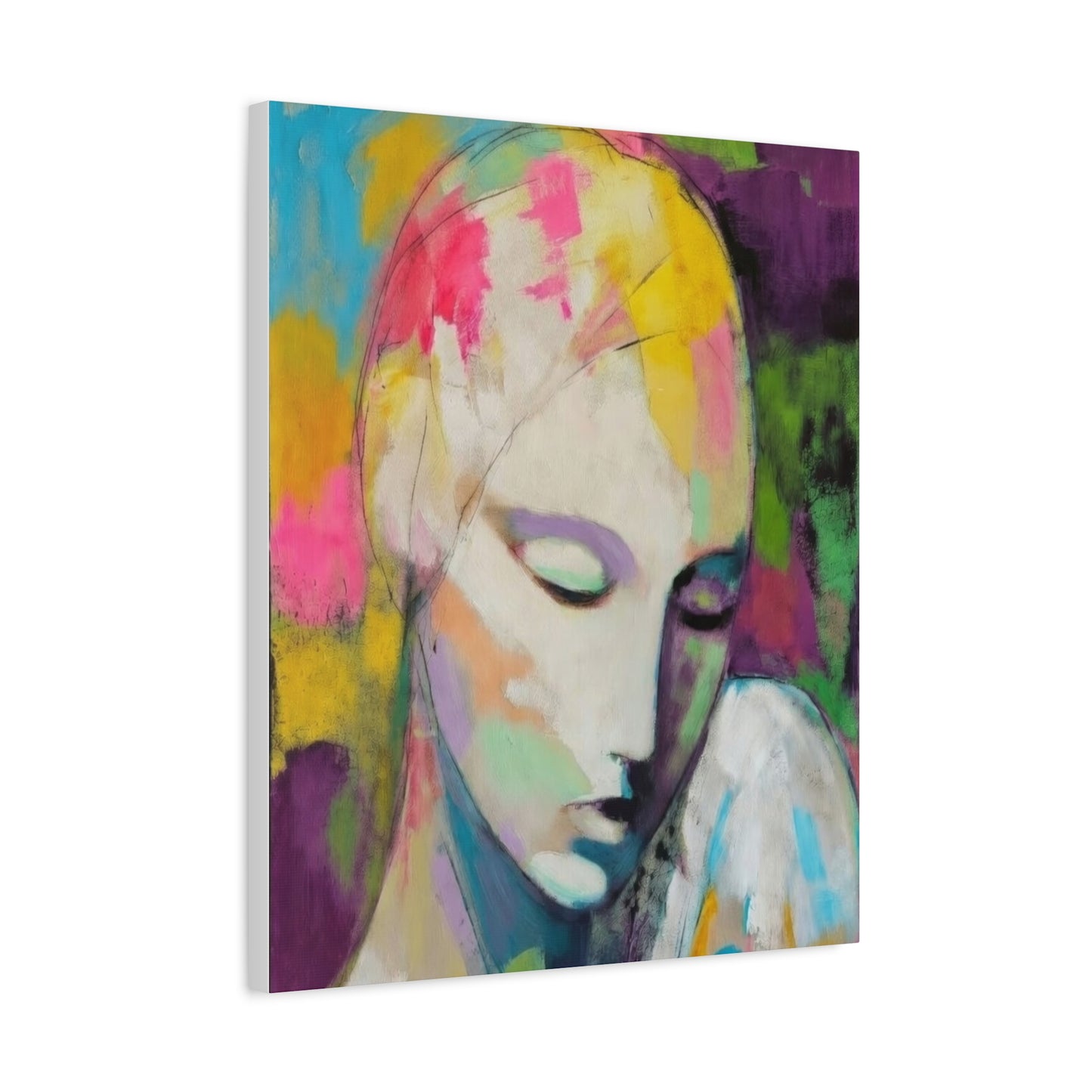 Abstract Angel Portrait Canvas - Colorful Modern Wall Art