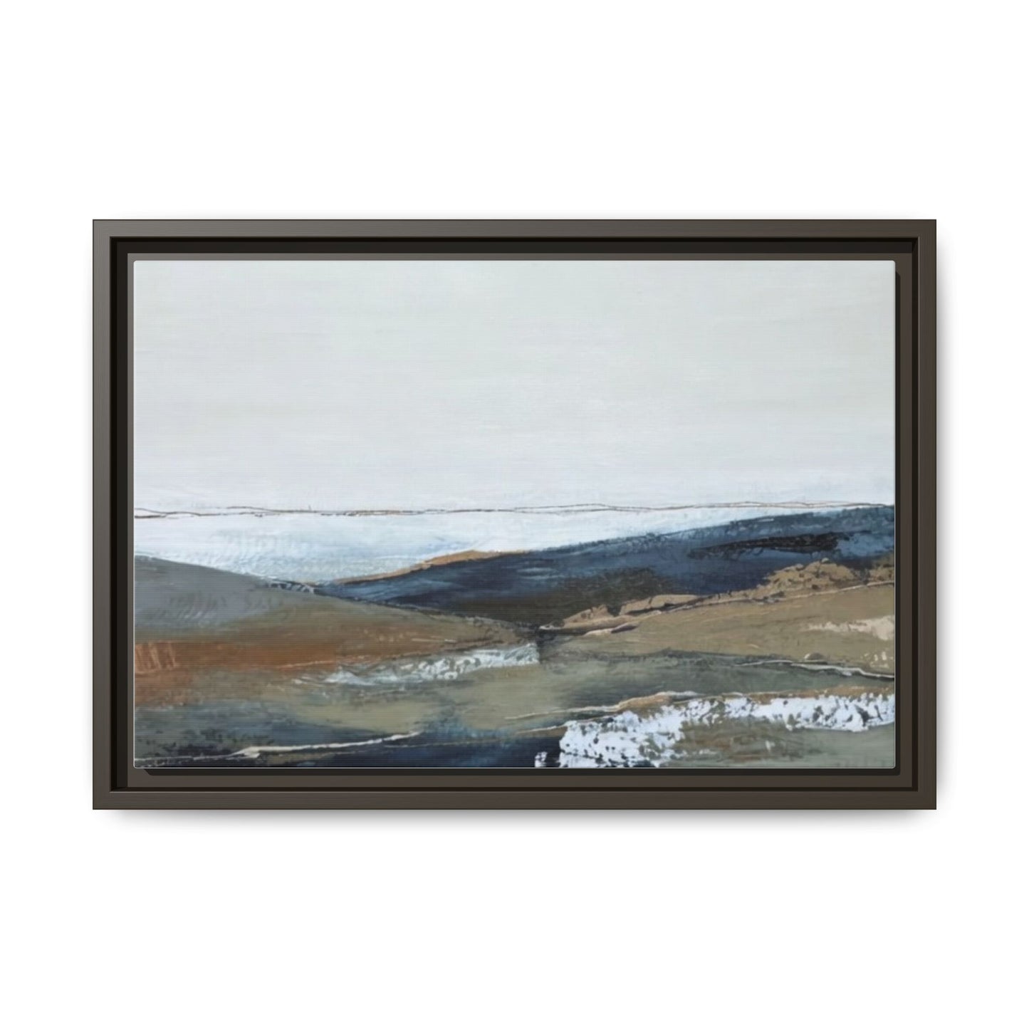 Framed Matte Canvas Wall Art — Serene Coastal Abstract Landscape