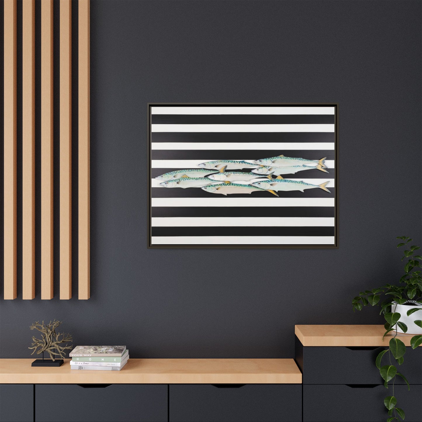 Striped Mackerel Canvas Print — Framed Matte Fish Wall Art