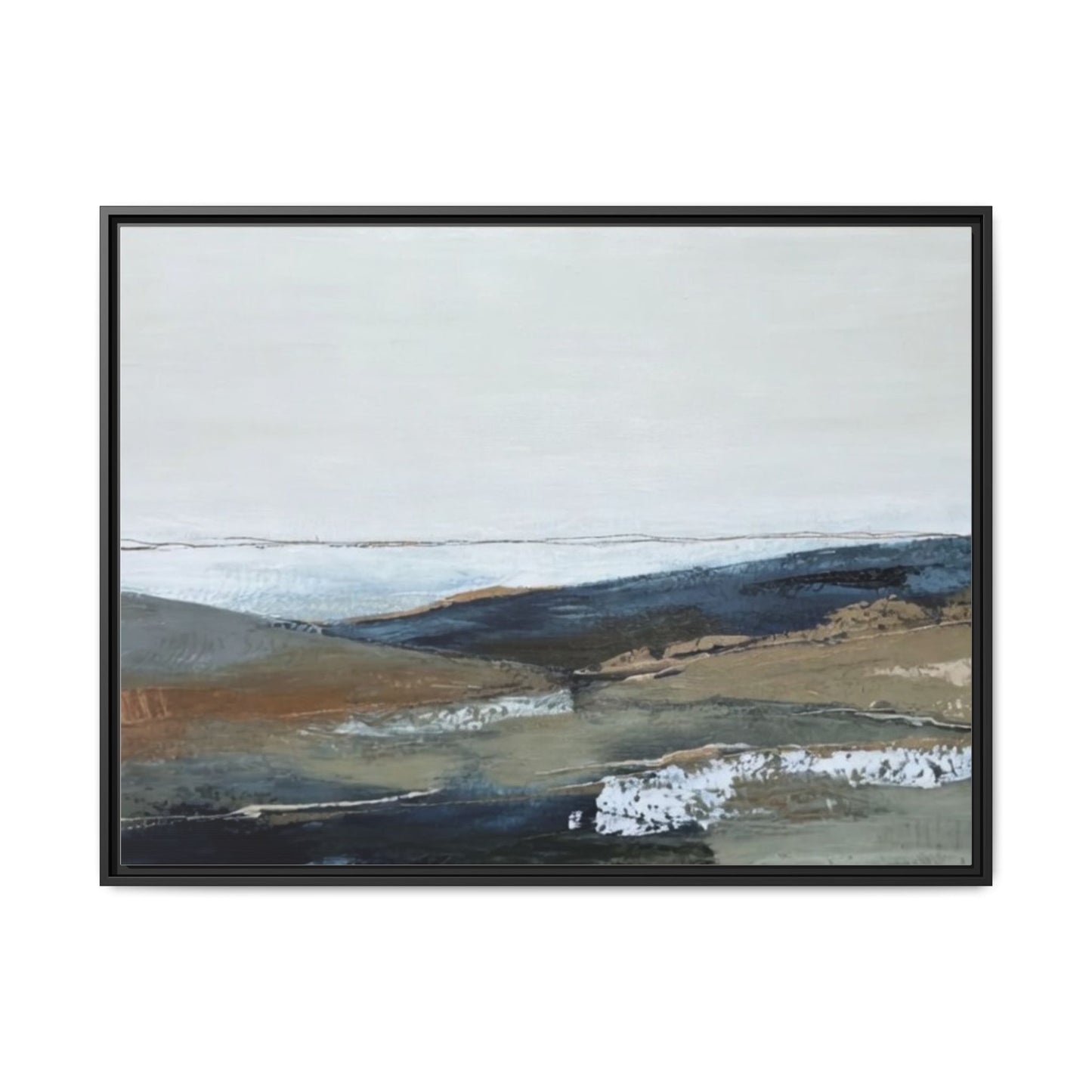 Framed Matte Canvas Wall Art — Serene Coastal Abstract Landscape