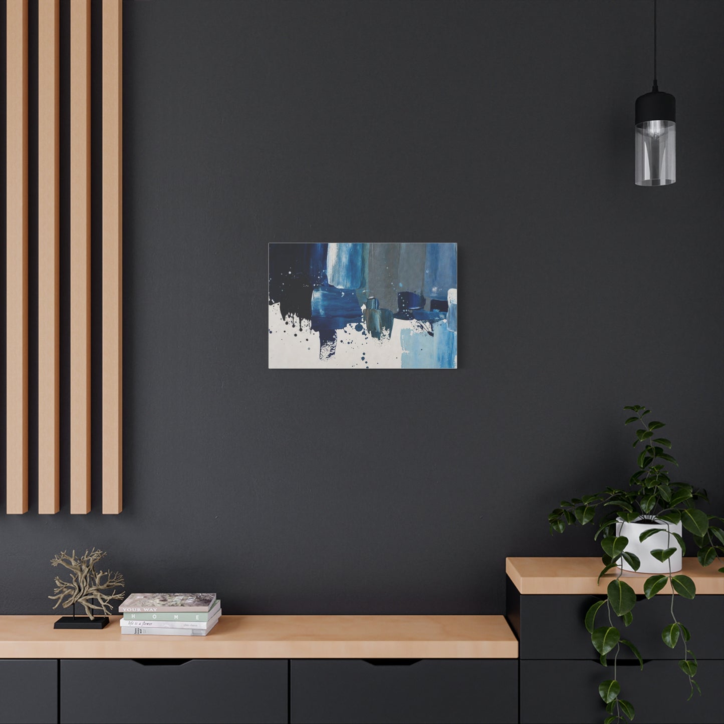 Blue Abstract Canvas Wall Art – Modern Matte Stretched Canvas