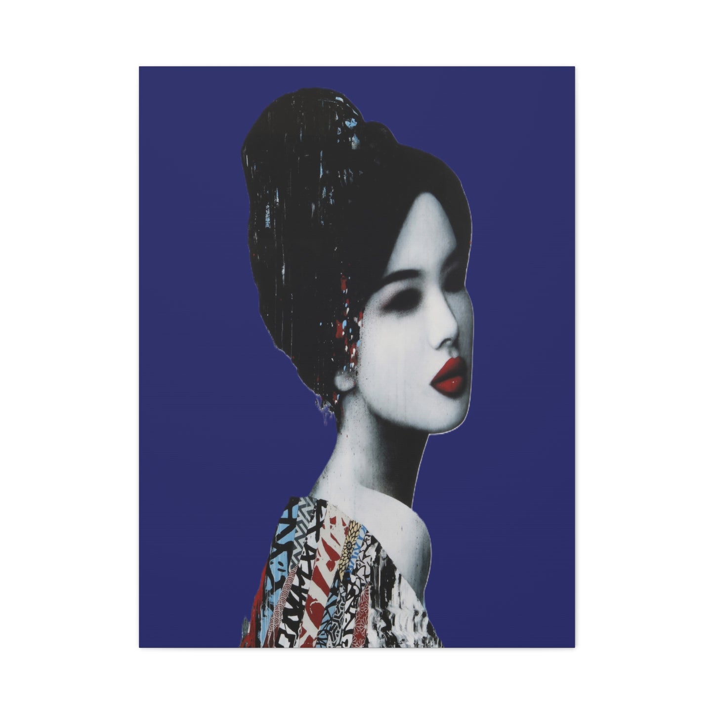 Geisha Portrait Matte Canvas Print — Modern Asian-Inspired Wall Art