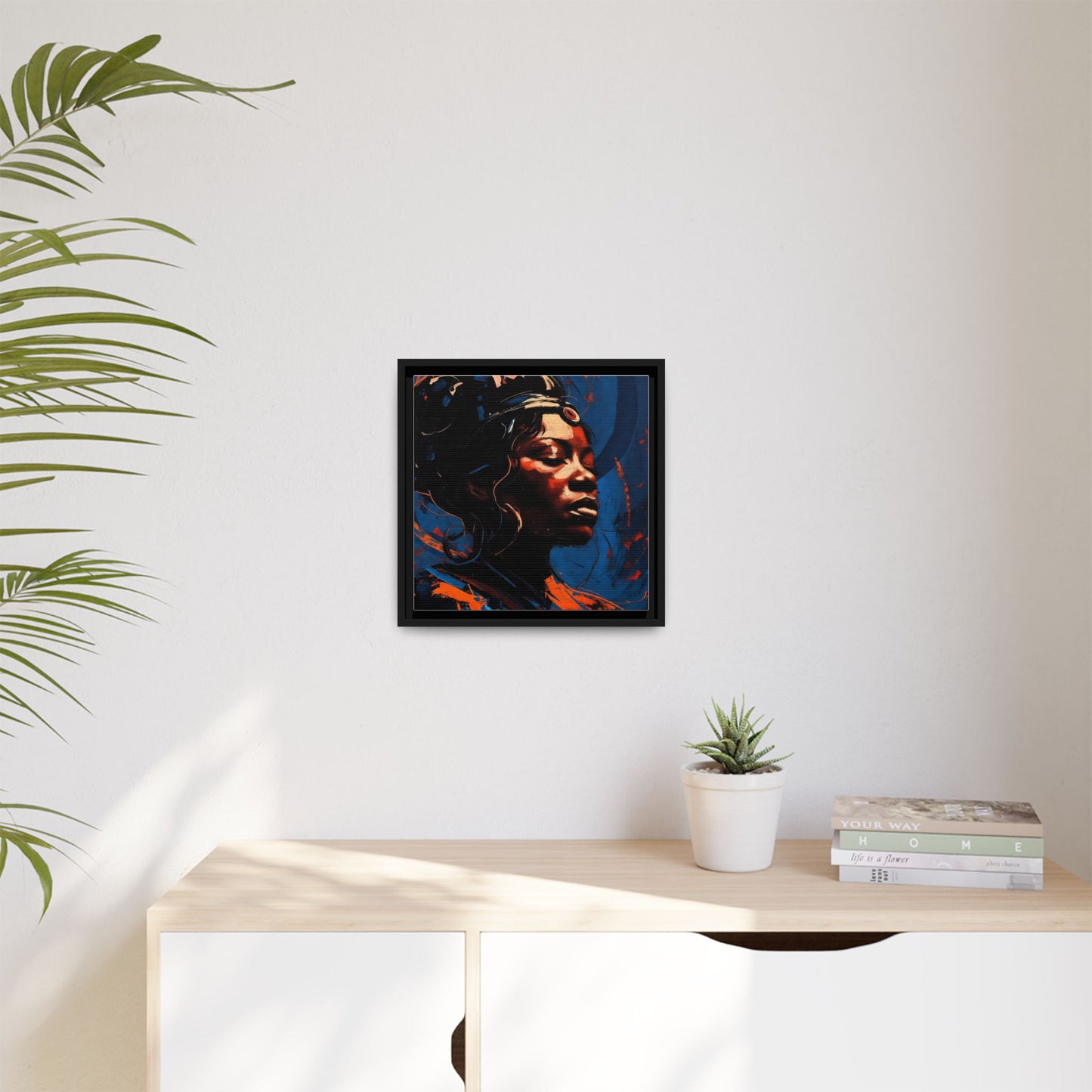 Framed Matte Canvas Art - Vibrant Portrait of a Black Woman (Multi-Color)