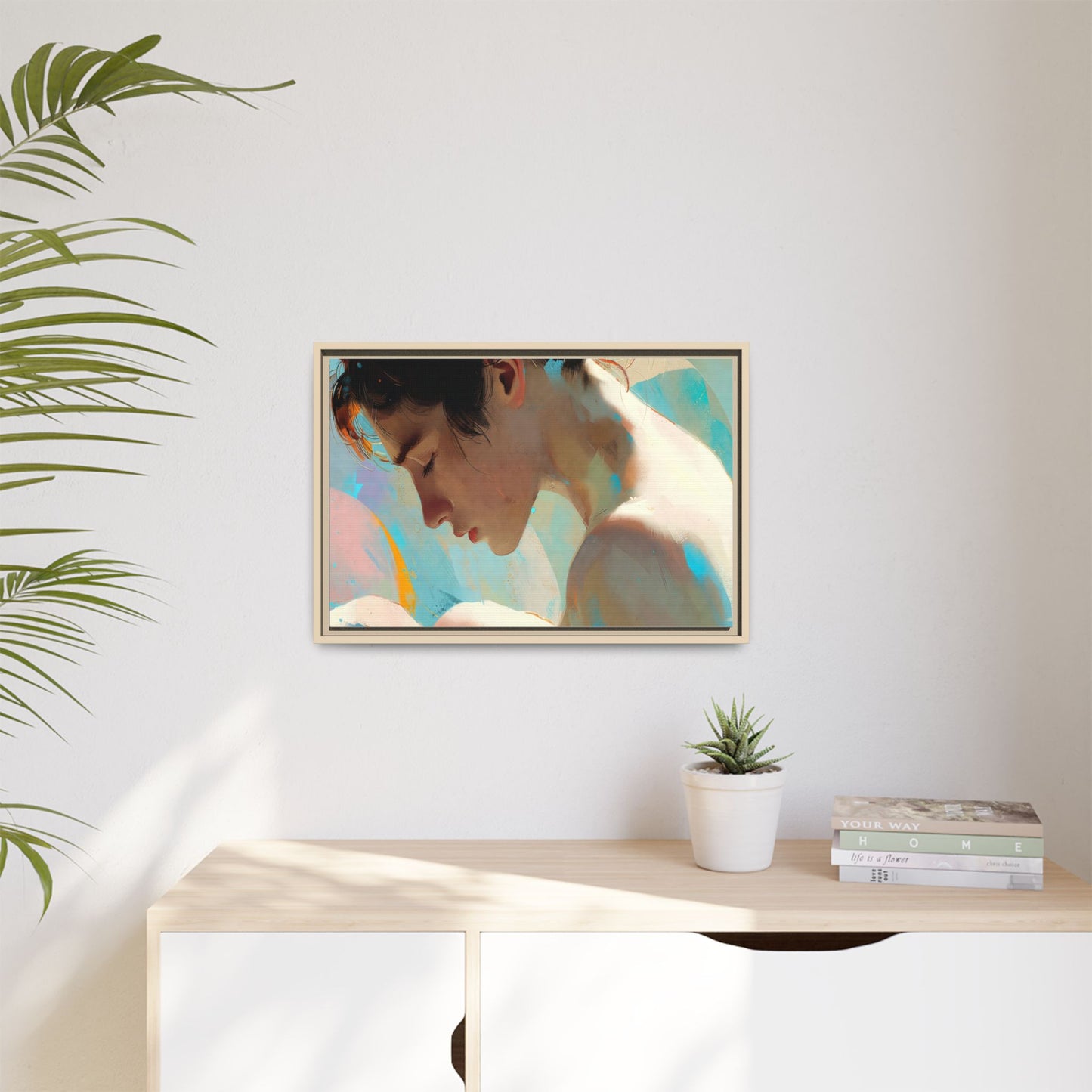 Framed Matte Canvas Print — Dreamy Portrait Art (Multi‑Color)