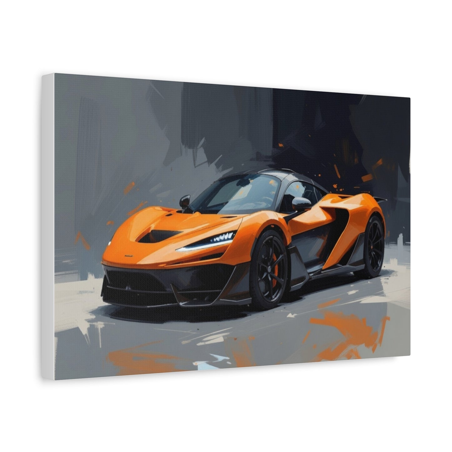 Orange Supercar Matte Canvas Wall Art – Stretched 1.25" Sports Car Print