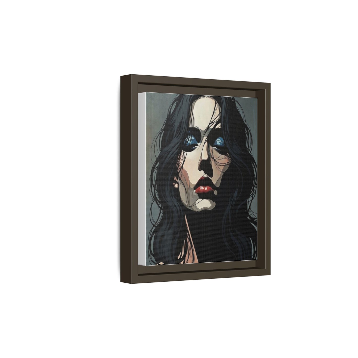 Framed Matte Canvas: Moody Portrait of Woman – Modern Gothic Wall Art
