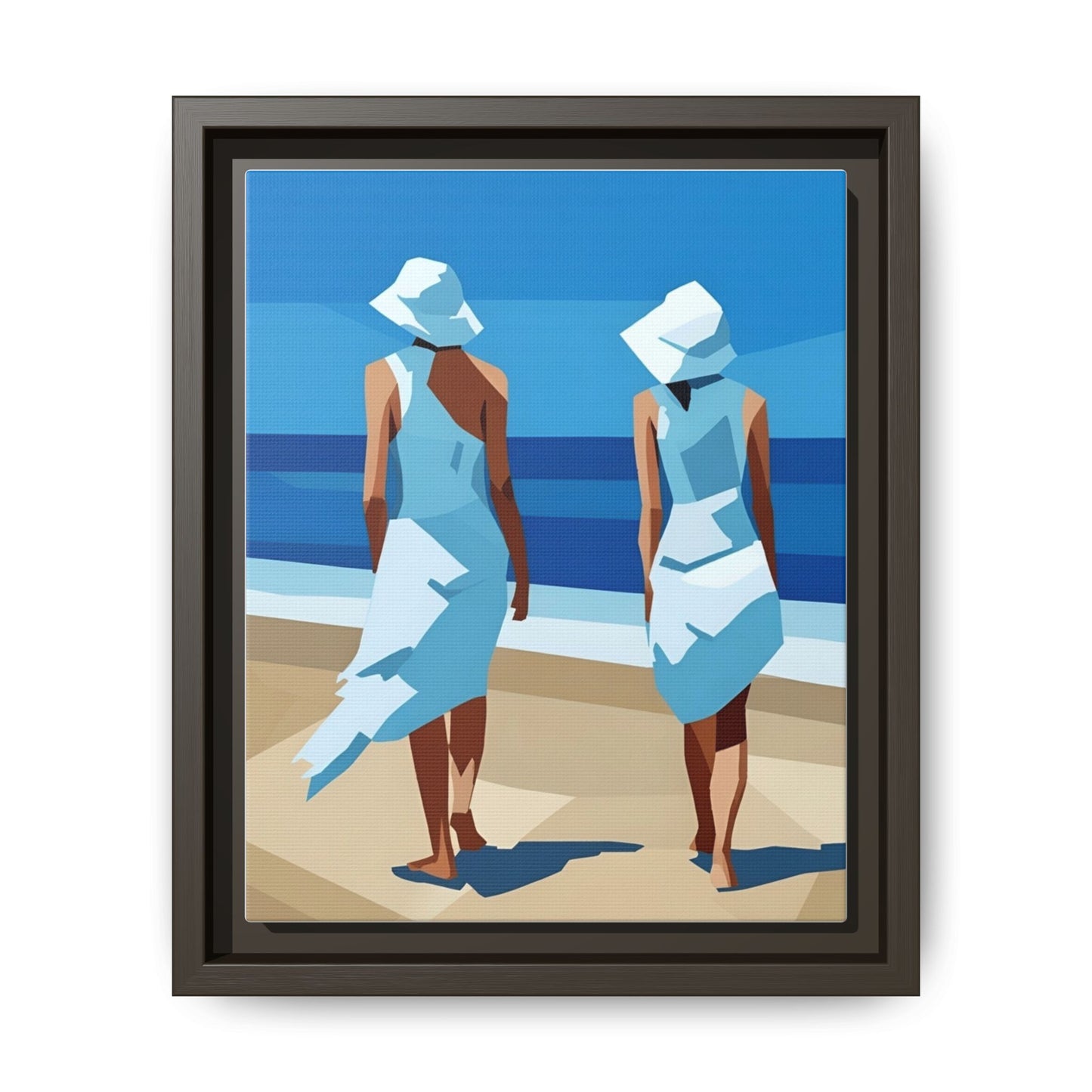 Seaside Stroll Matte Canvas Framed Print — Coastal Beach Art