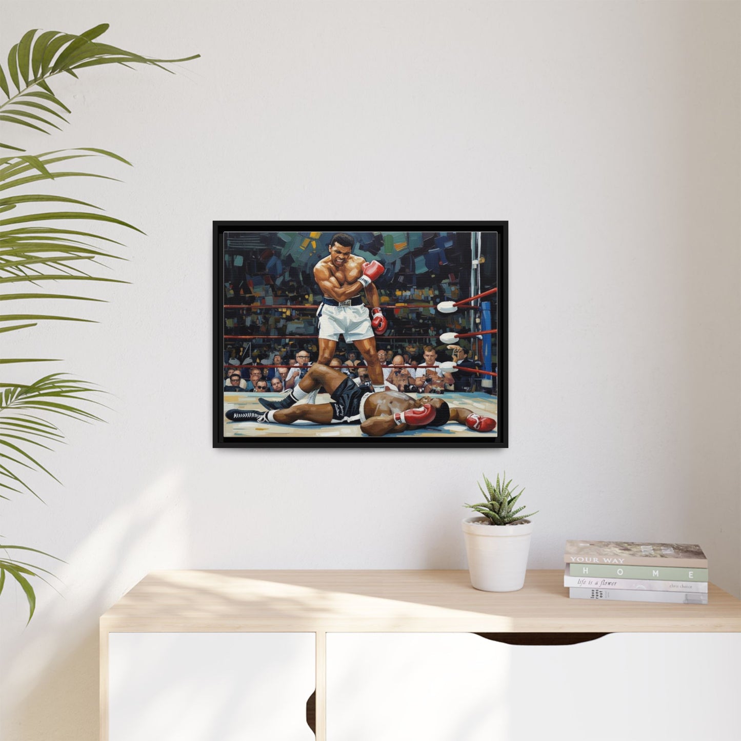 Framed Boxing Ring Canvas Print — Muhammad Ali Iconic Knockout Sport Art