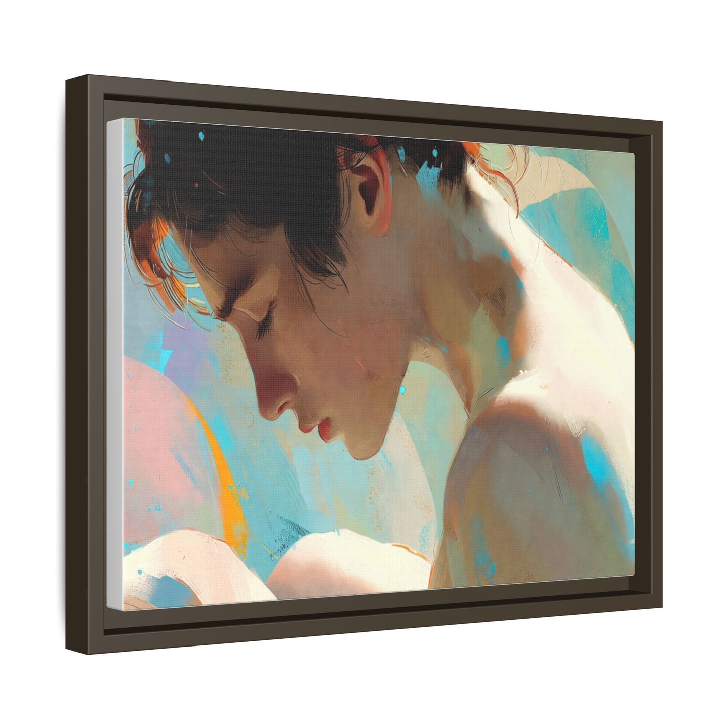 Framed Matte Canvas Print — Dreamy Portrait Art (Multi‑Color)