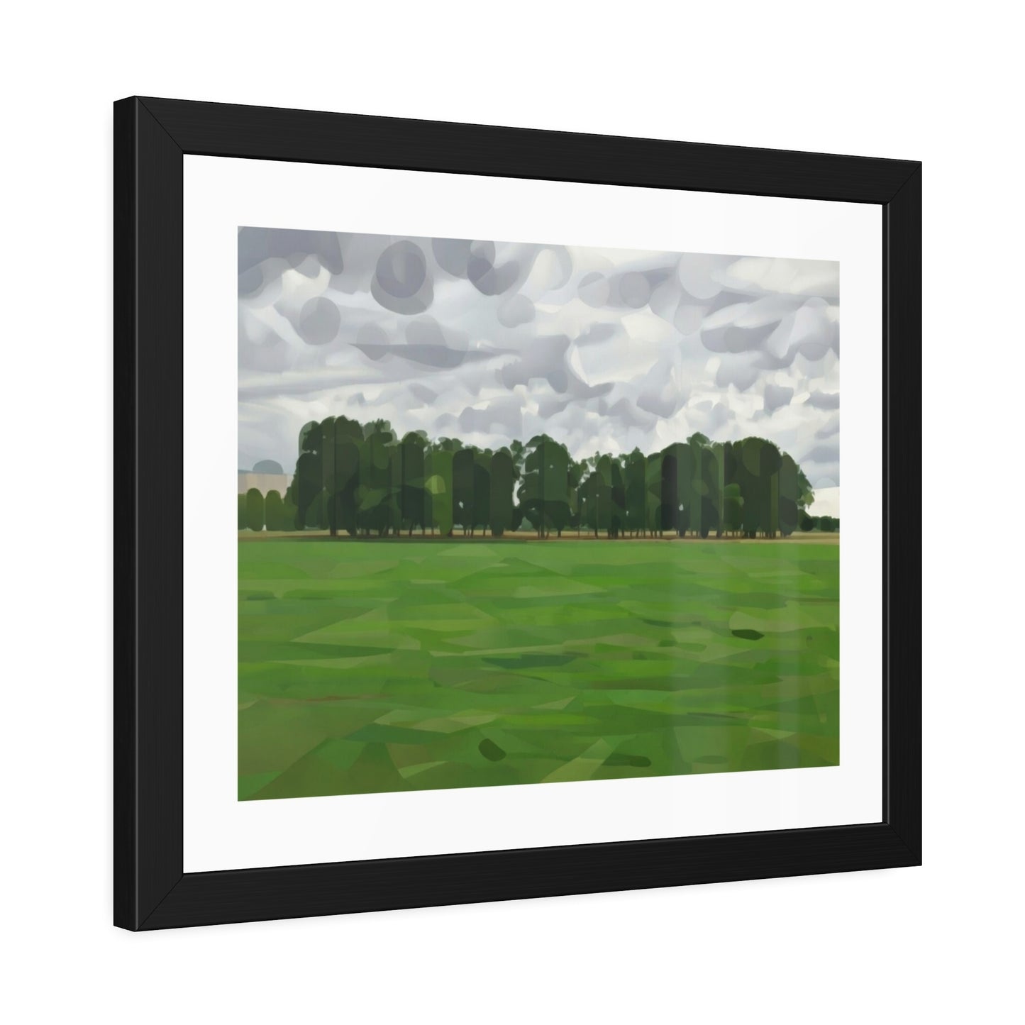 Framed Landscape Poster — Minimal Green Field Art Print