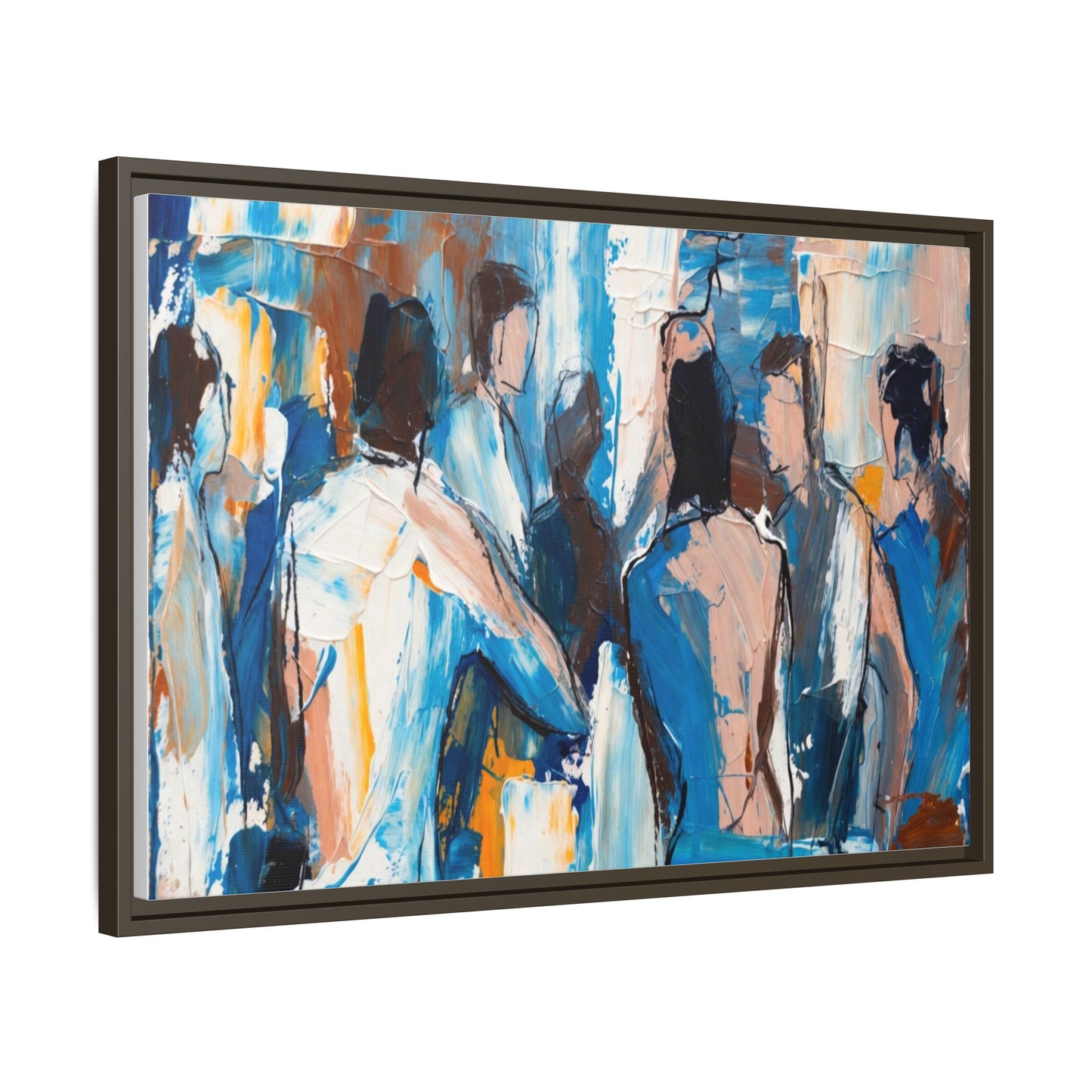 Abstract Coastal Figures Matte Canvas Framed Wall Art
