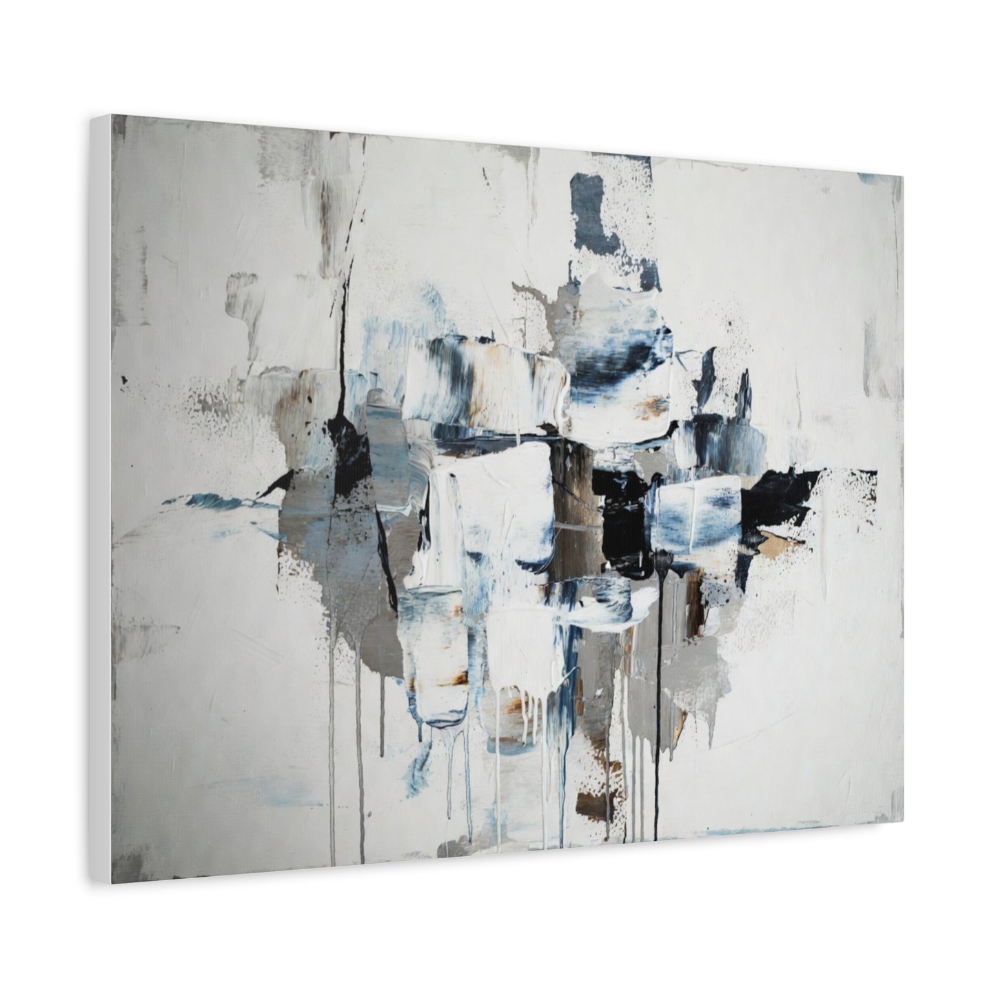 Abstract Blue & Gray Canvas Wall Art — Stretched Matte Canvas