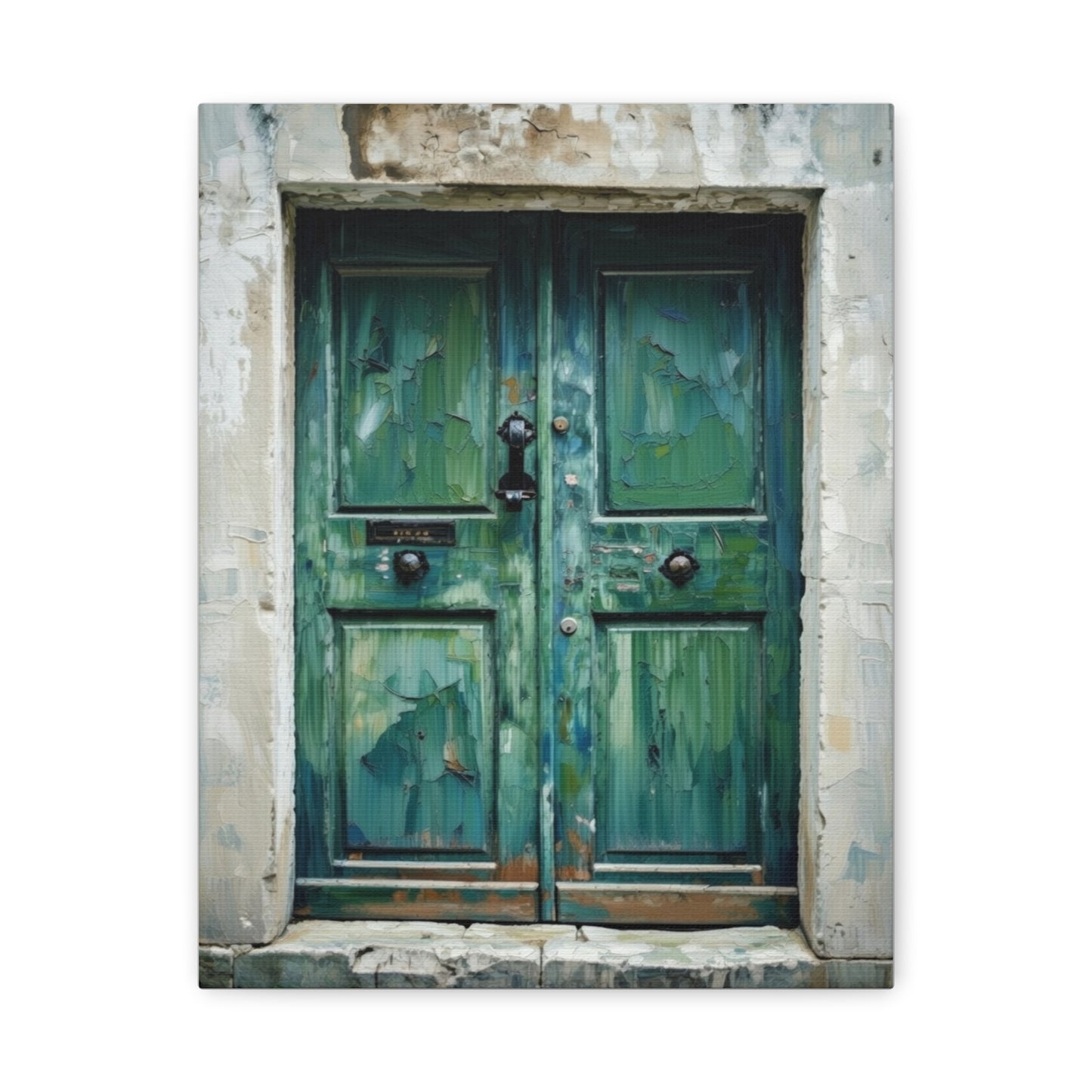 Vintage Green Door Matte Canvas Wall Art — Stretched 1.25"