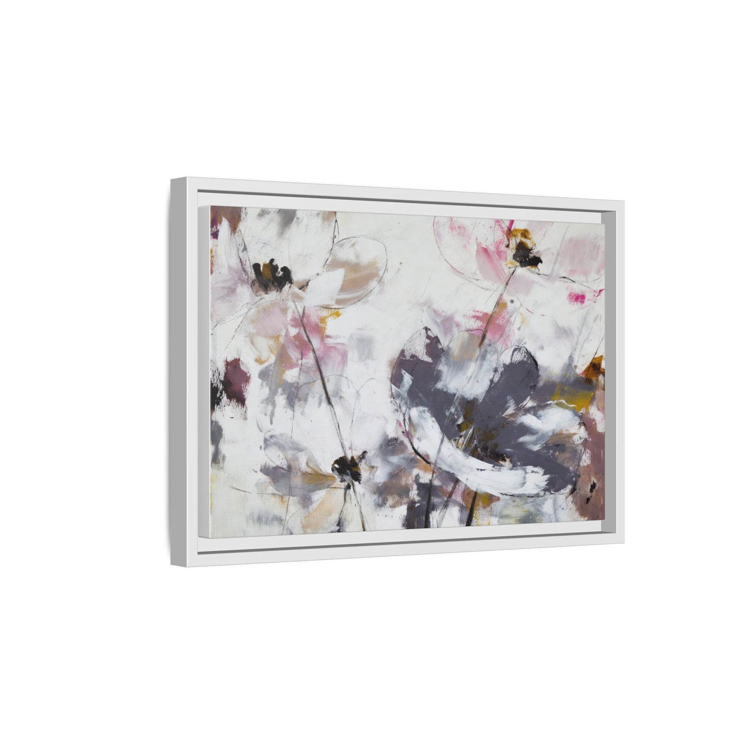 Abstract Floral Matte Canvas Framed Wall Art — Soft Watercolor Blooms