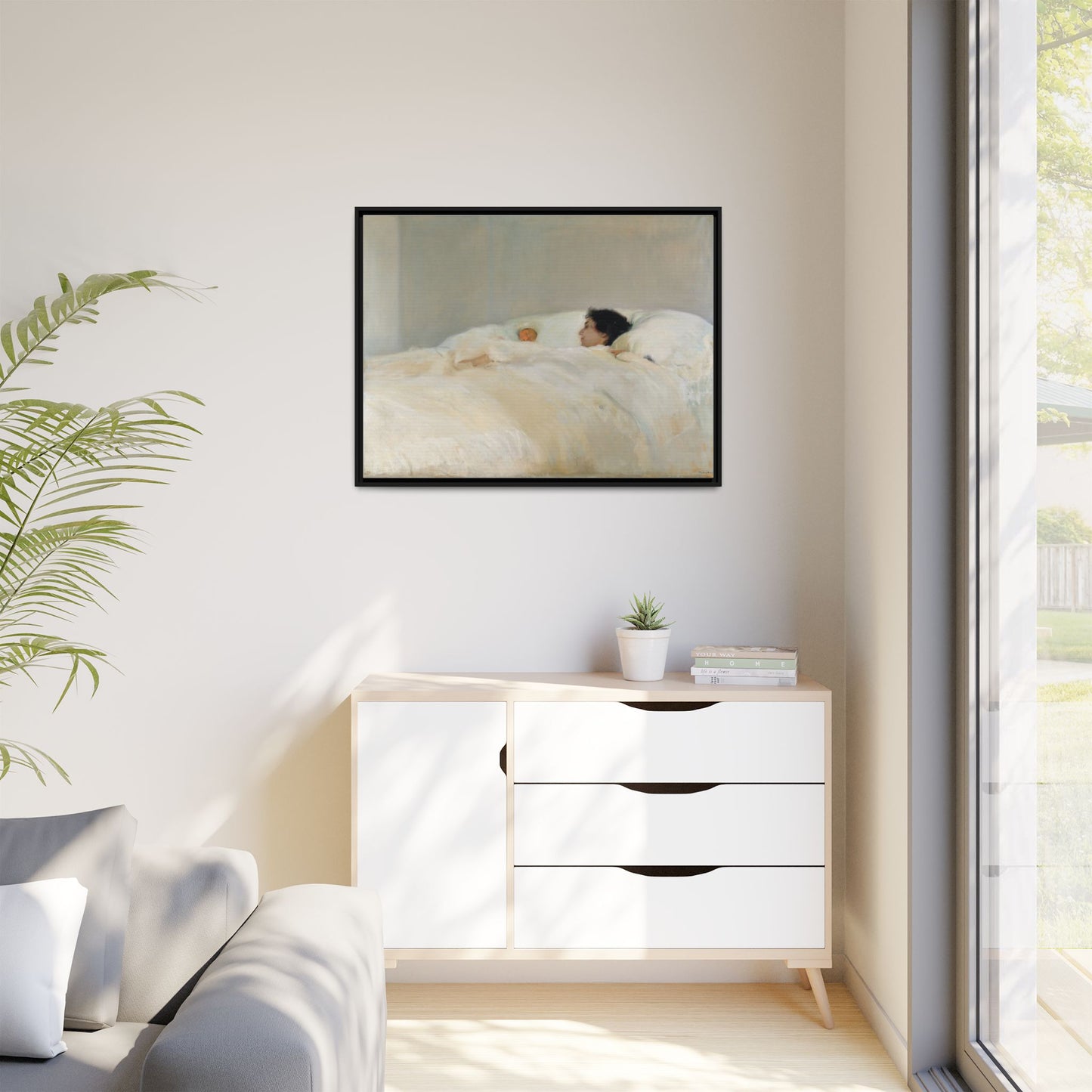 Mother by Joaquin Sorolla y Bastida Framed Matte Canvas Wall Art Print