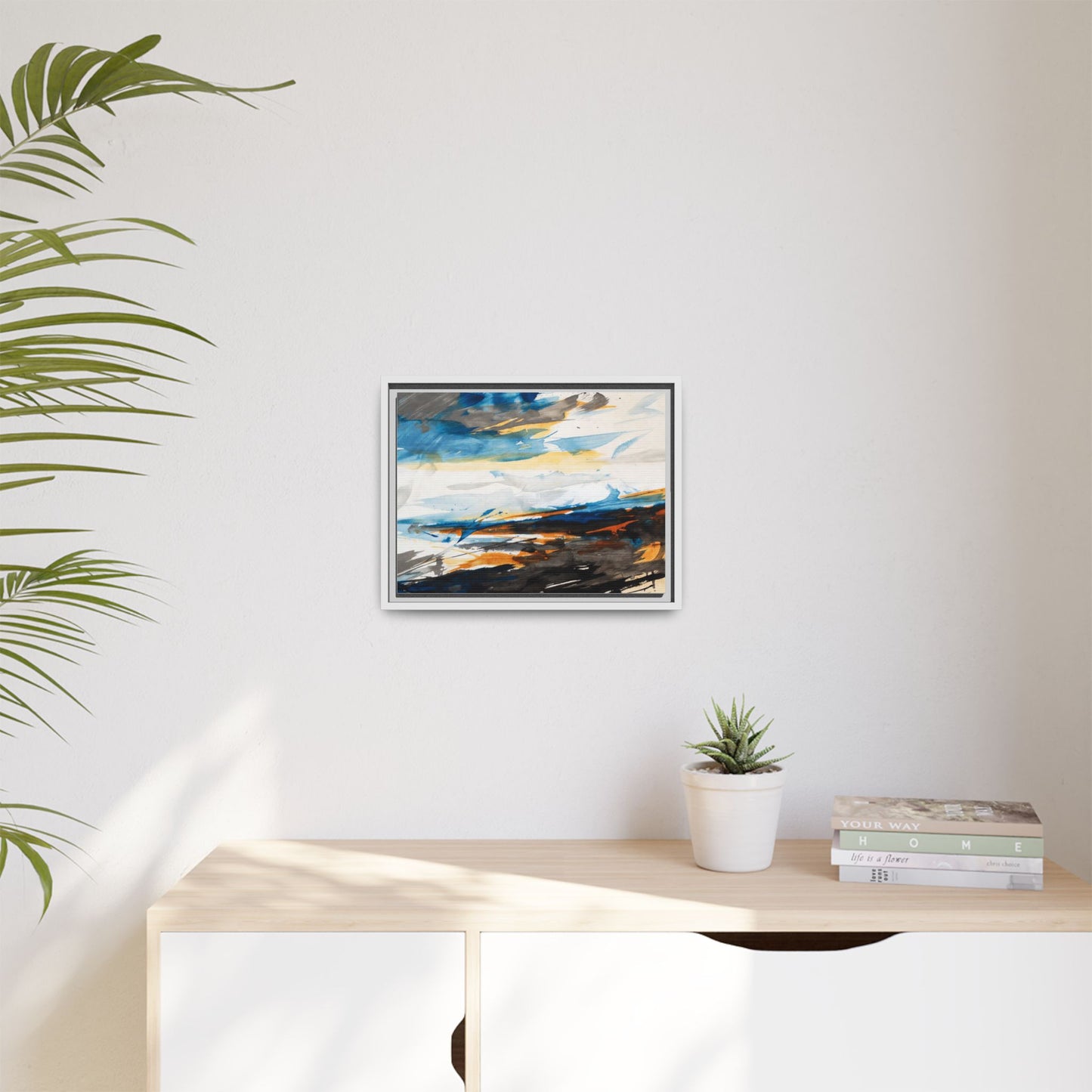 Abstract Coastal Waves Matte Canvas Framed Wall Art