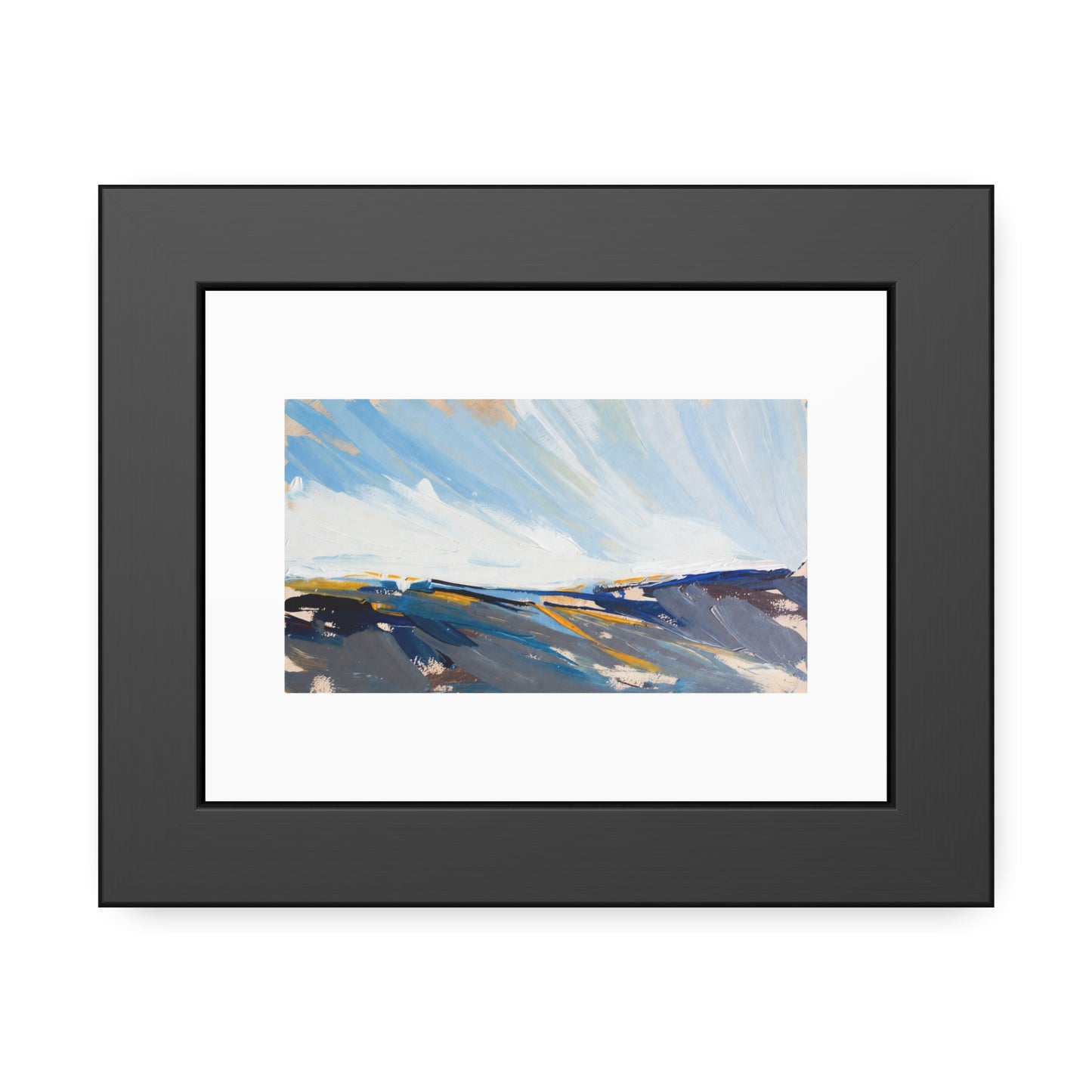 Abstract Coastal Landscape Framed Poster — Blue Seascape Wall Art