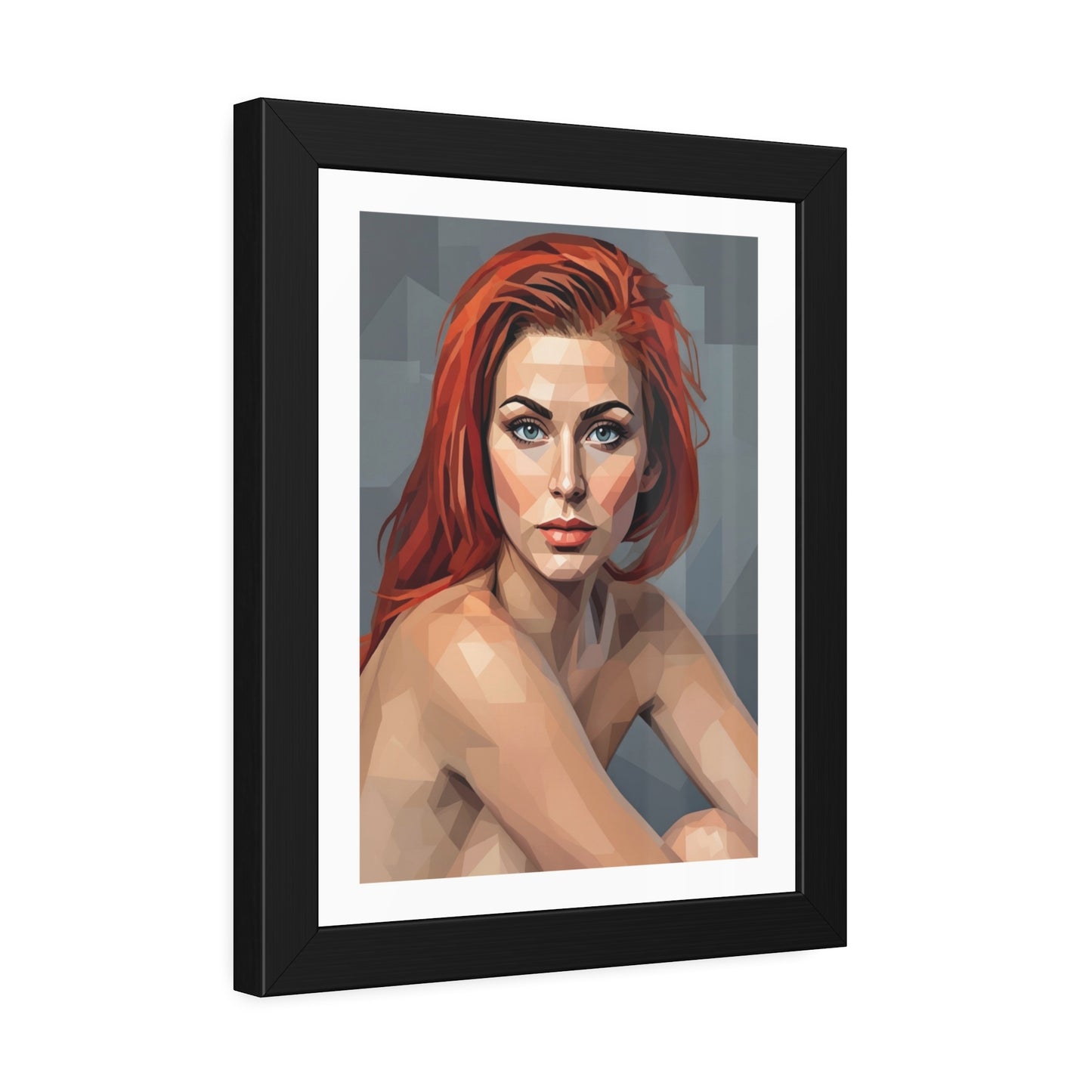 Framed Poster — Geometric Redhead Portrait Art Print