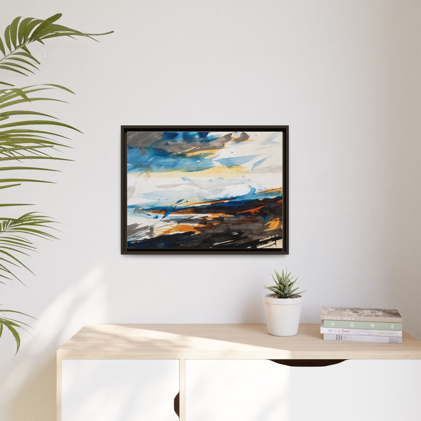 Abstract Coastal Waves Matte Canvas Framed Wall Art