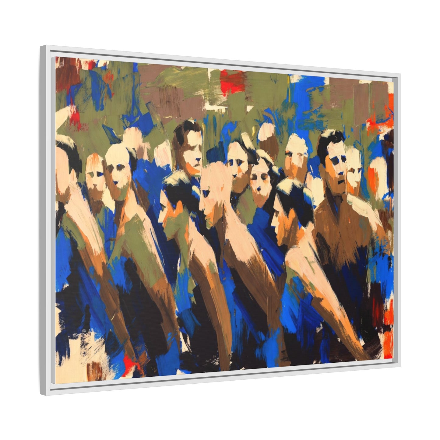 Abstract Crowd Matte Canvas Print — Framed Multi-Color Wall Art
