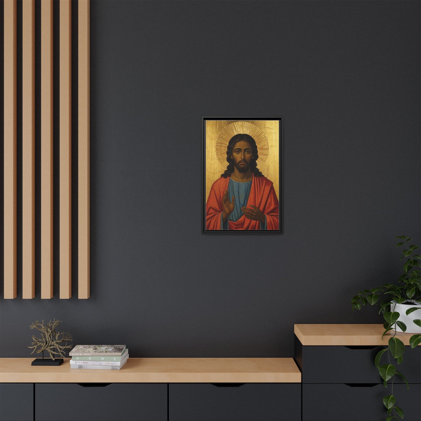 Framed Orthodox Christ Icon Matte Canvas — Religious Wall Art for Home, Church, or Prayer Corner