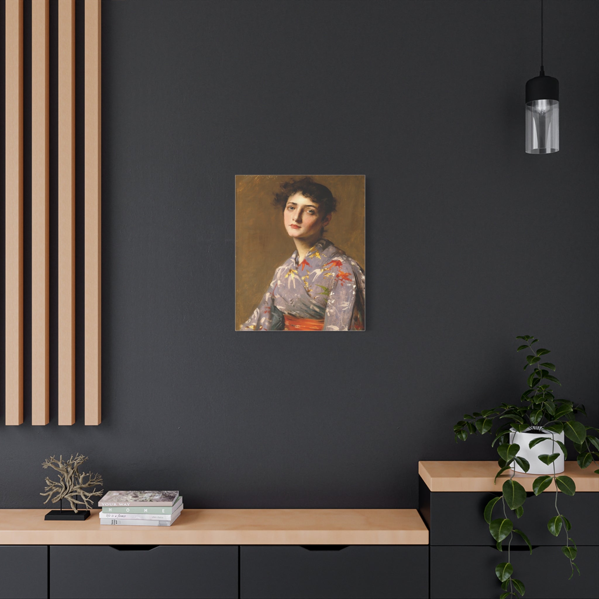 Girl in a Japanese Costume by William Merritt Chase Matte Stretched Canvas Wall Art Print (1.25")