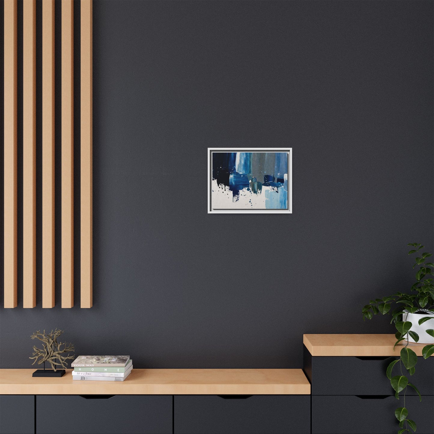 Abstract Blue Ocean Matte Canvas Framed Wall Art