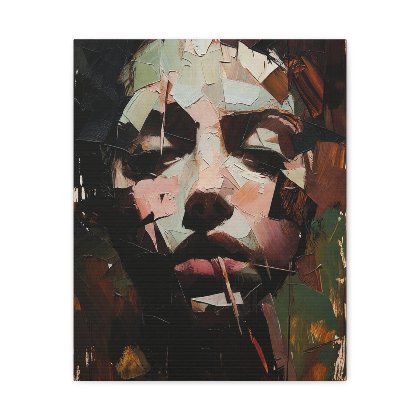 Abstract Portrait Matte Stretched Canvas (1.25") — Contemporary Textured Face Art