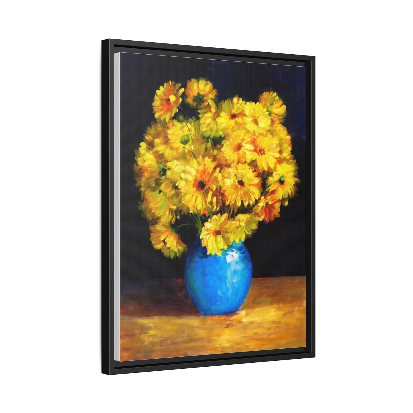 Yellow Daisy Bouquet Matte Canvas Framed Wall Art