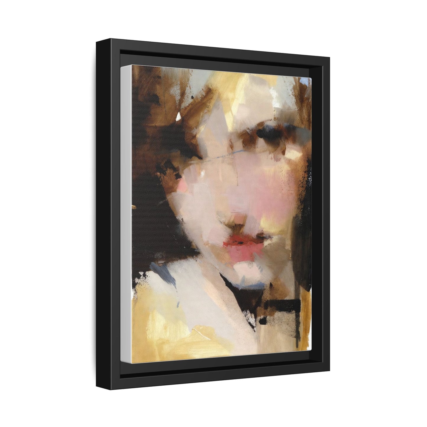 Abstract Portrait Matte Canvas Framed Print — Modern Feminine Wall Art