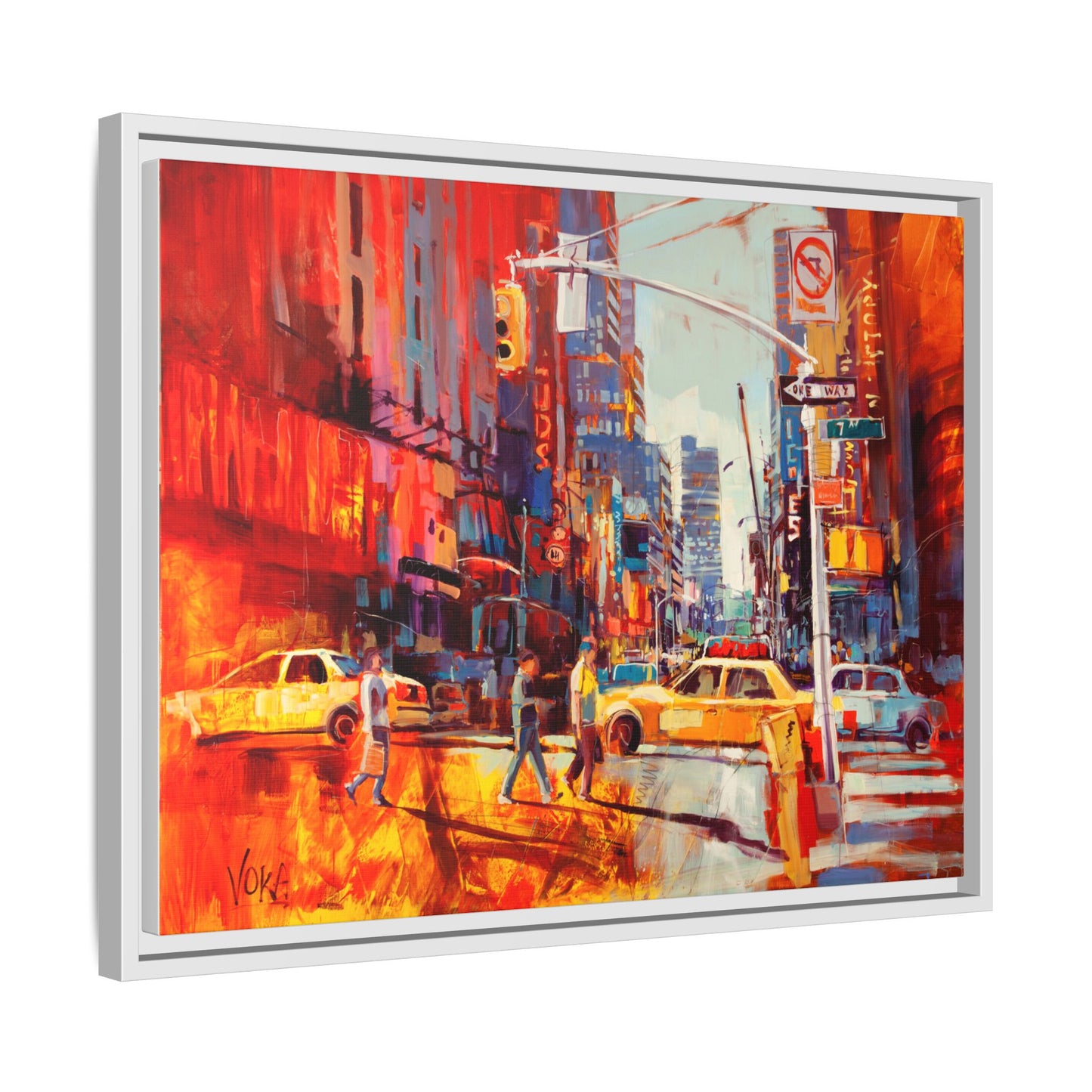New York 7th AV attributed to Voke Framed Matte Canvas – Art Print