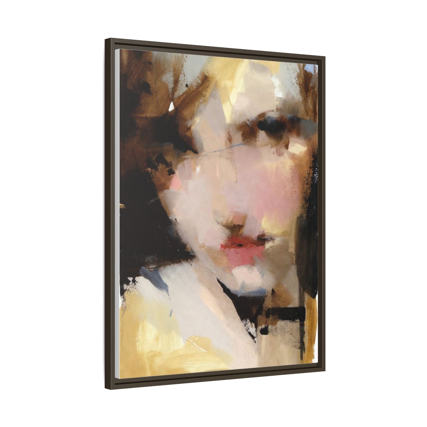 Abstract Portrait Matte Canvas Framed Print — Modern Feminine Wall Art