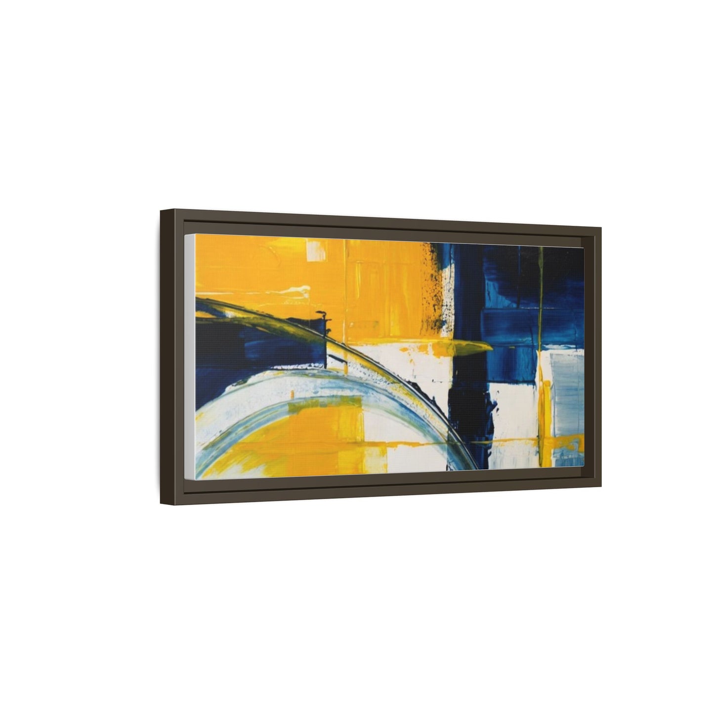 Abstract Yellow & Blue Framed Canvas Wall Art — Modern Matte Canvas Print