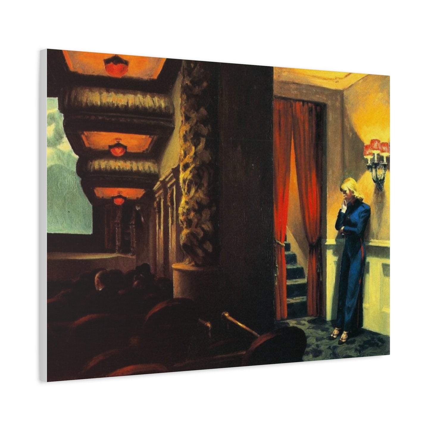 New York movie by Edward hopper Matte Canvas Wall Art Print