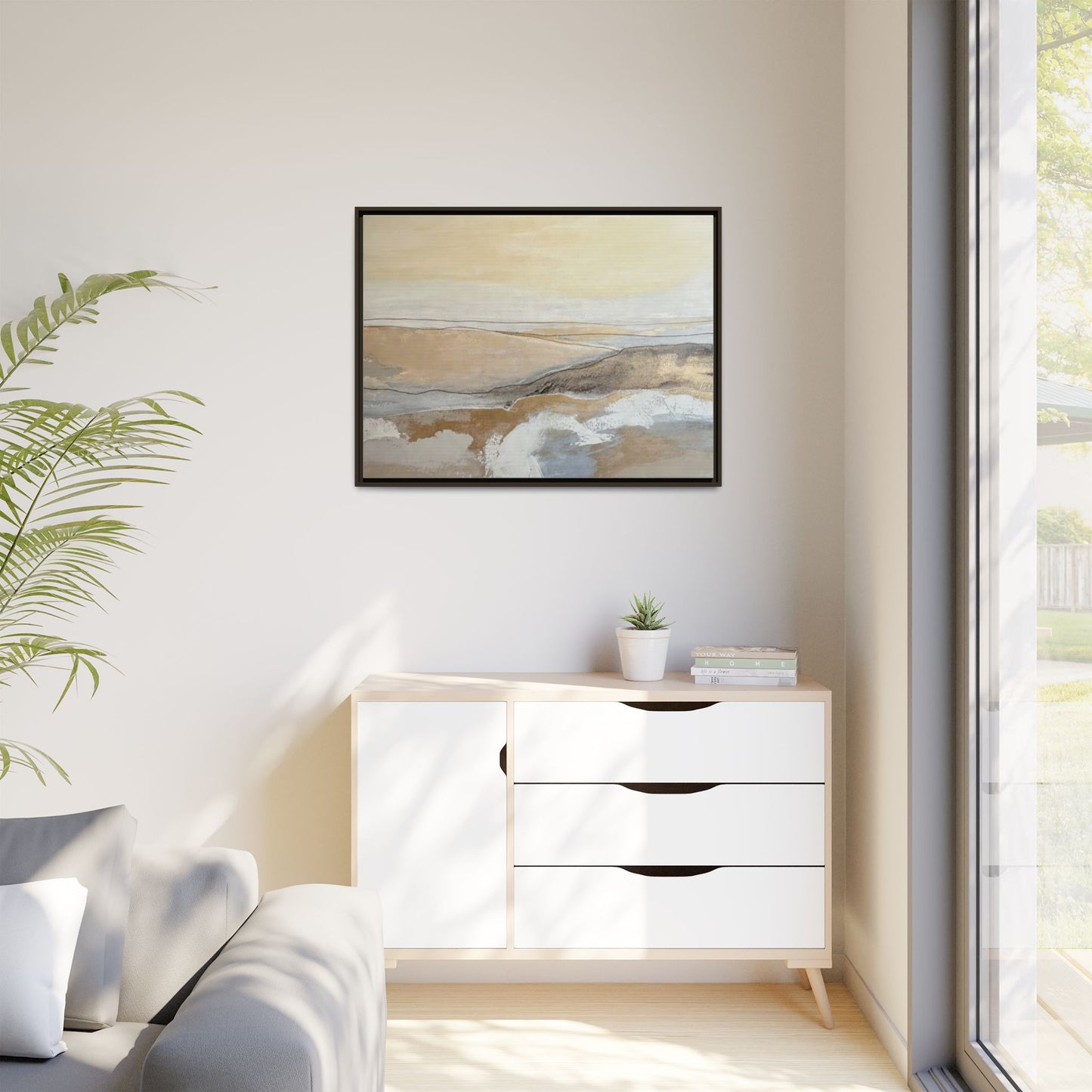 Framed Abstract Coastal Landscape Matte Canvas Wall Art