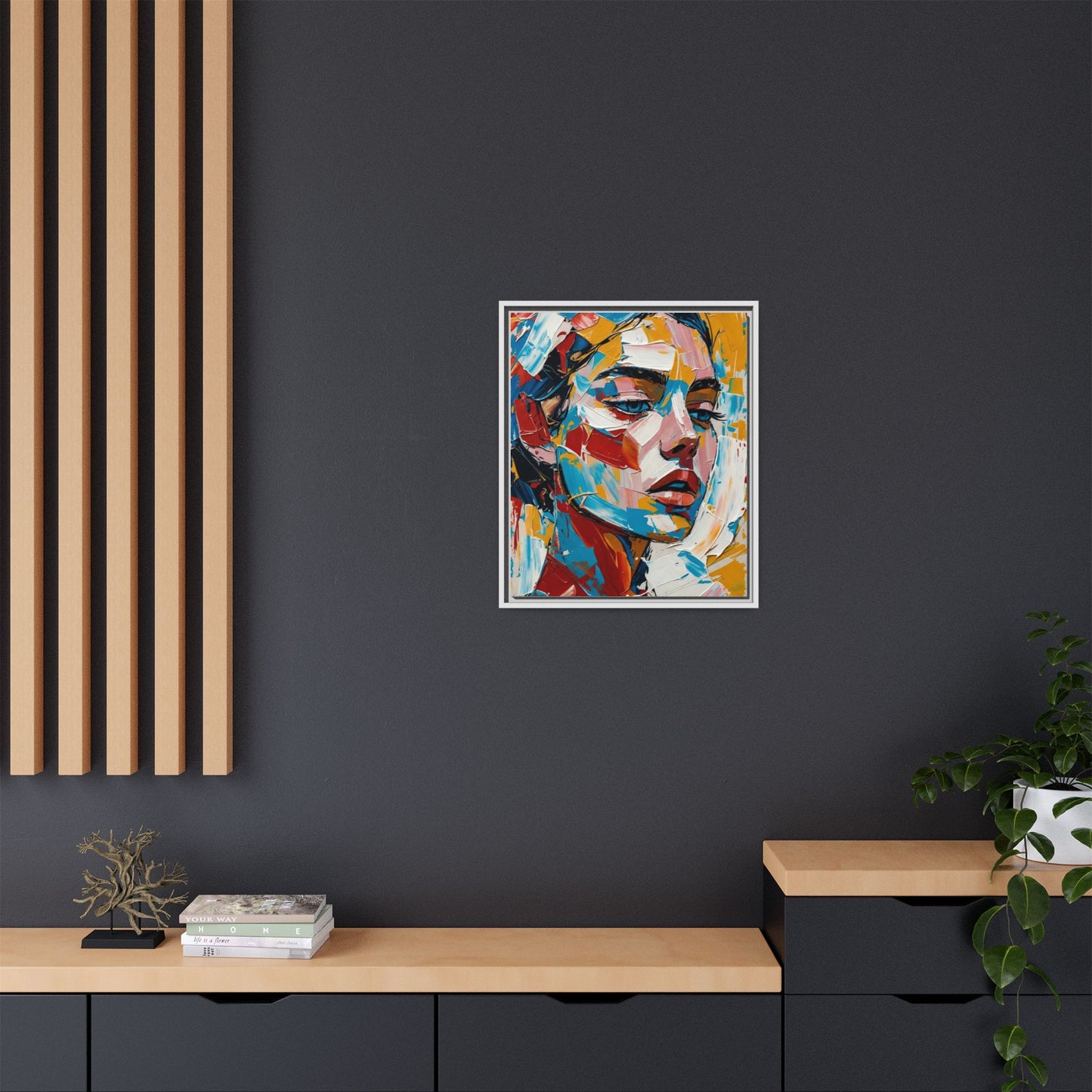 Colorful Abstract Portrait Framed Canvas Print