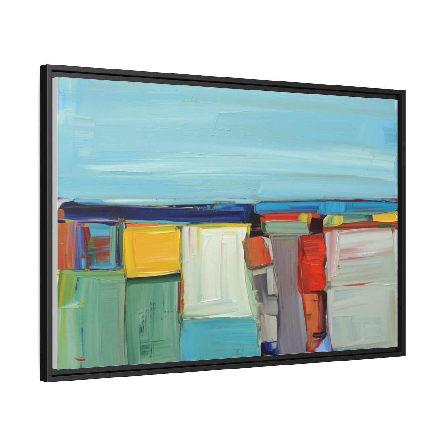 Abstract Coastal Blocks Matte Canvas Print (Framed)
