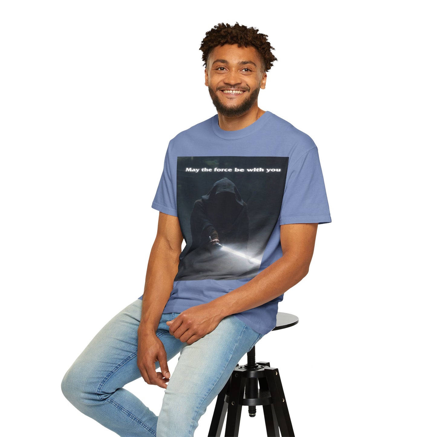 May the Force Be With You T-Shirt — Dark Hooded Lightsaber Graphic Tee