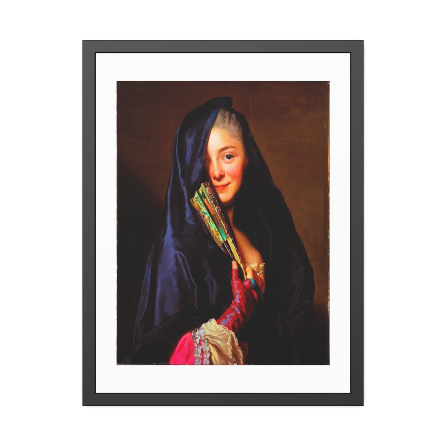 Framed Art Print — Woman with Fan Vintage Portrait Poster