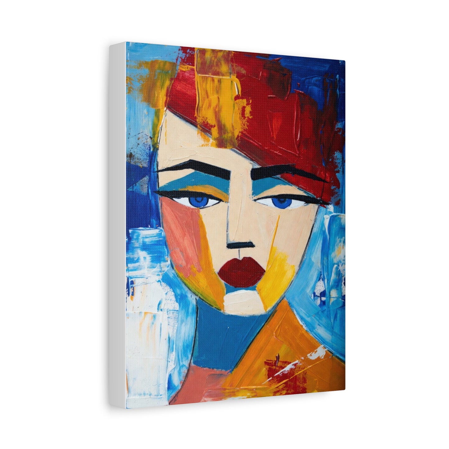 Abstract Colorful Face Matte Canvas Print — Modern Pop Art Portrait