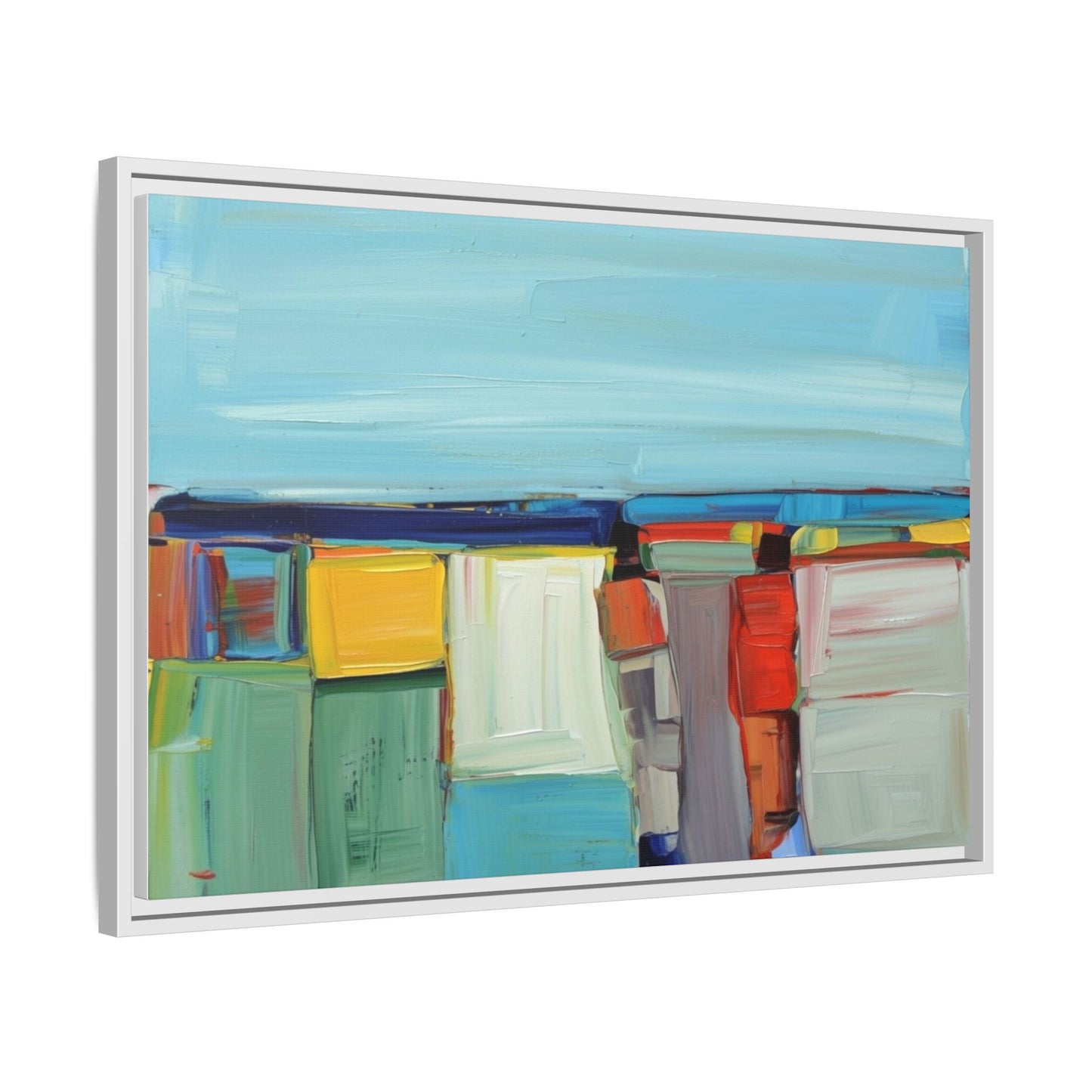 Abstract Coastal Blocks Matte Canvas Print (Framed)