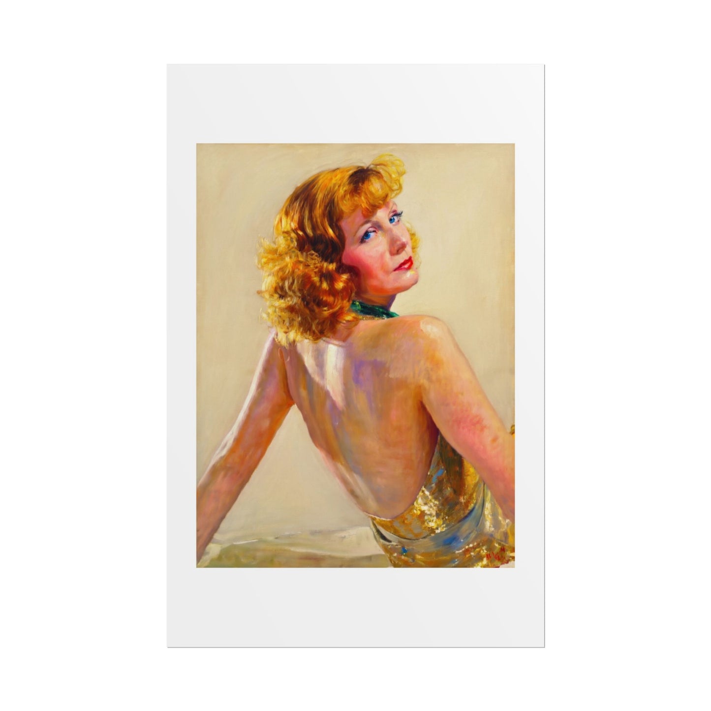 Vintage Pin-Up Art Poster - Glamorous Back-View Portrait Rolled Art Print