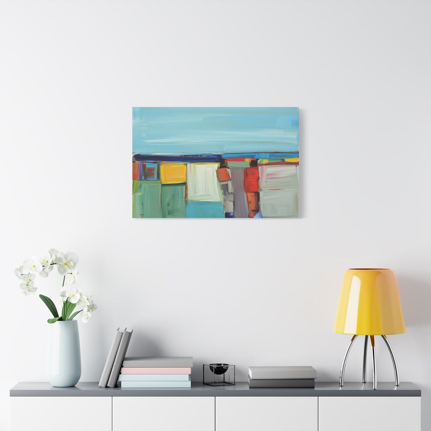Abstract Coastal Landscape Canvas Print — Colorful Modern Seascape Wall Art
