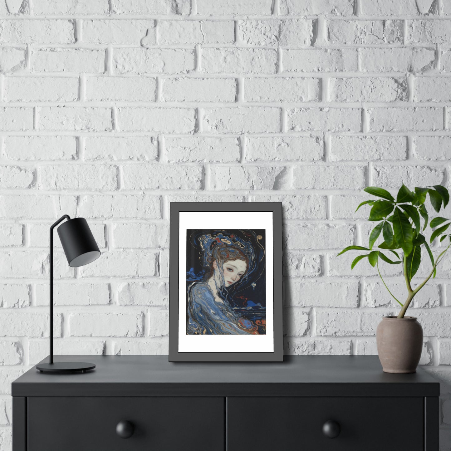 Framed Art Print — Dreamy Blue Portrait Poster
