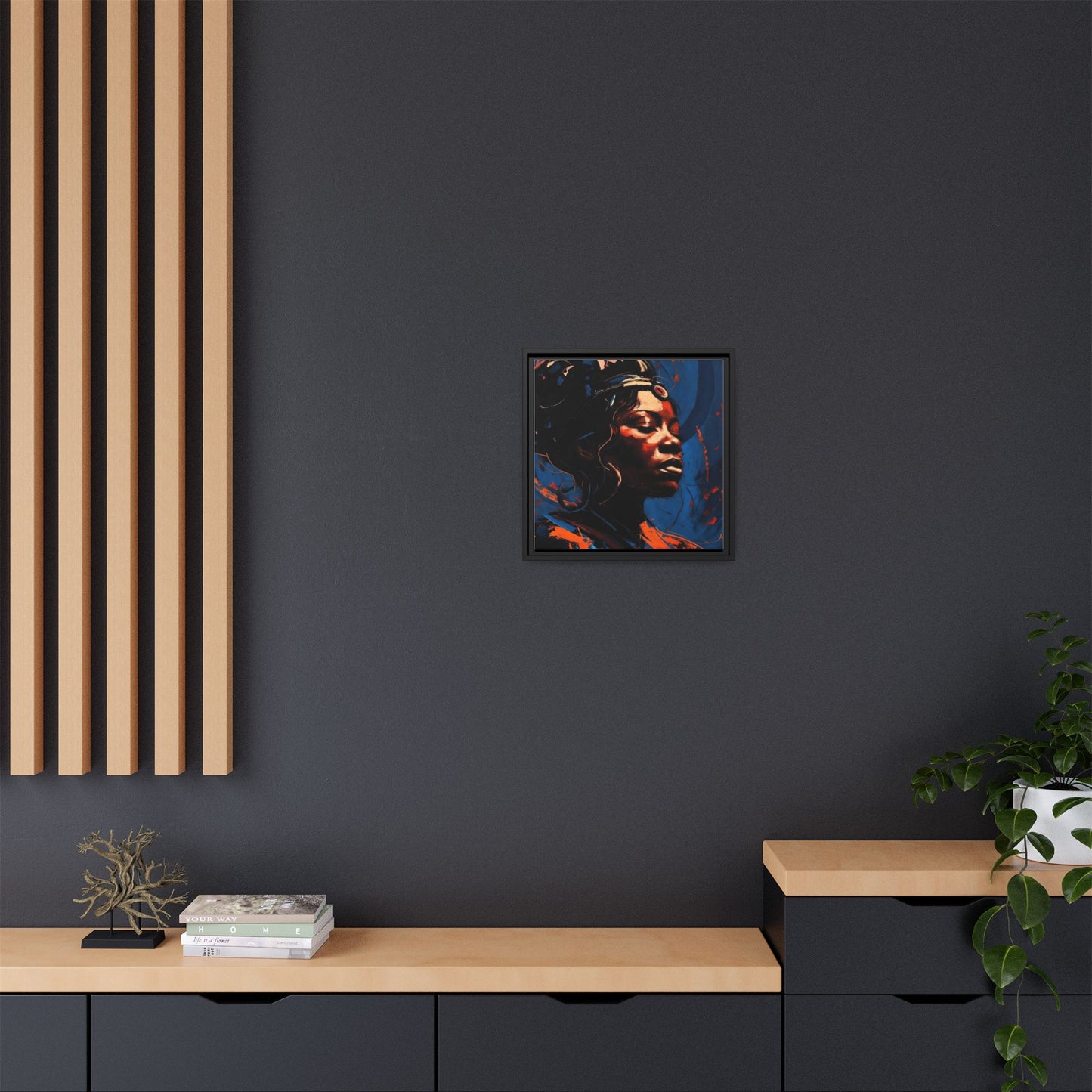 Framed Matte Canvas Art - Vibrant Portrait of a Black Woman (Multi-Color)