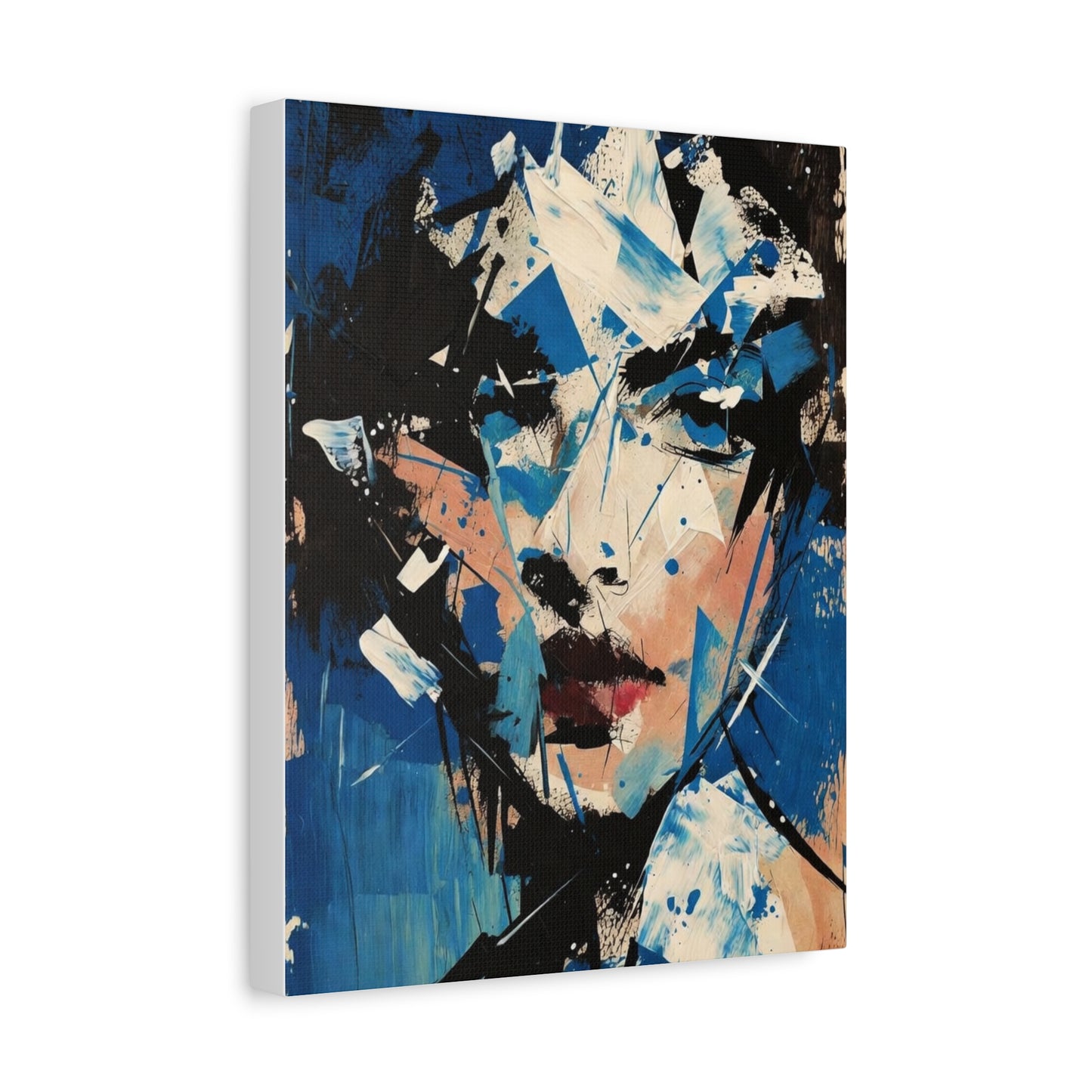 Abstract Blue Portrait Canvas Print — Modern Stretched Wall Art