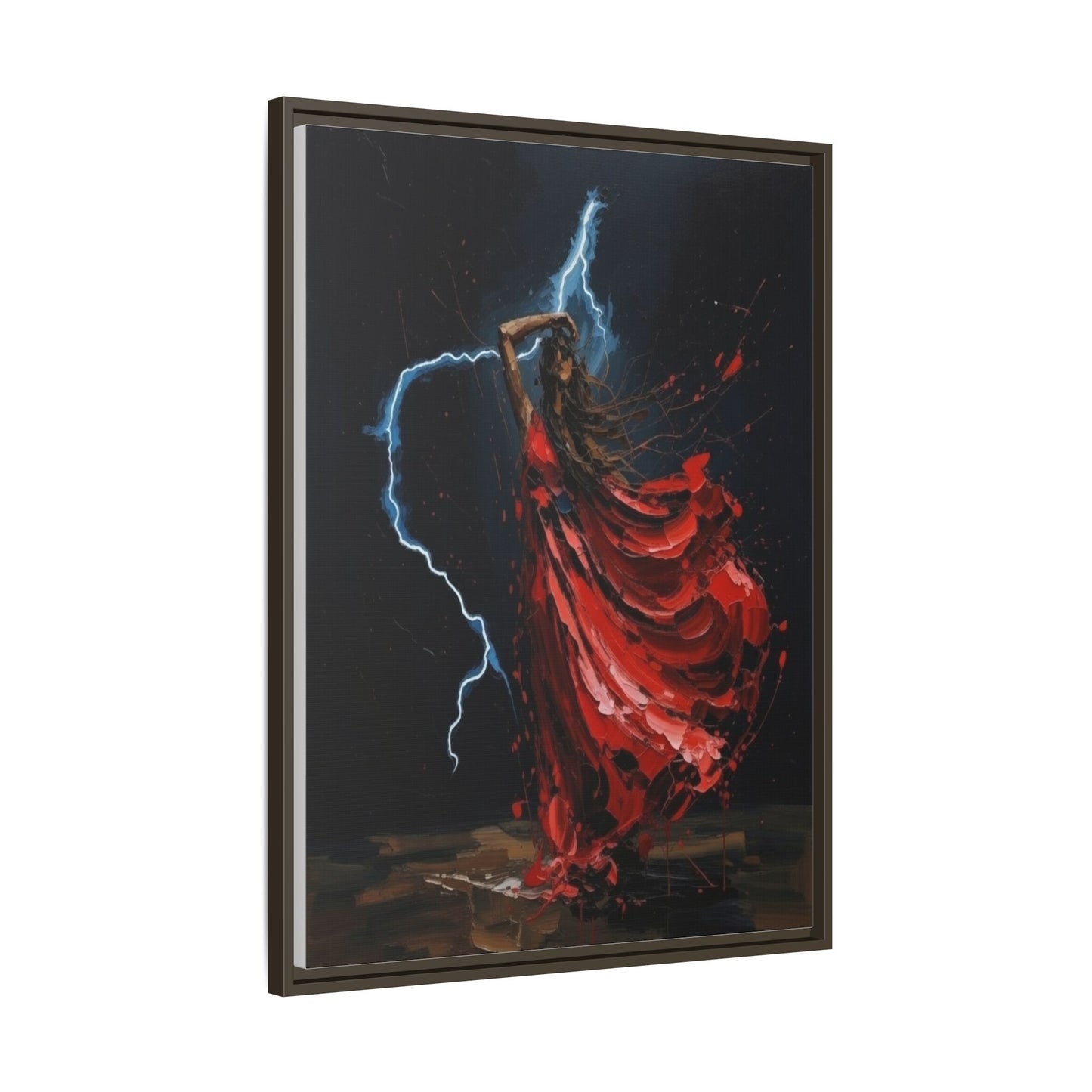 Framed Matte Canvas Print — Red Dancer Lightning Art